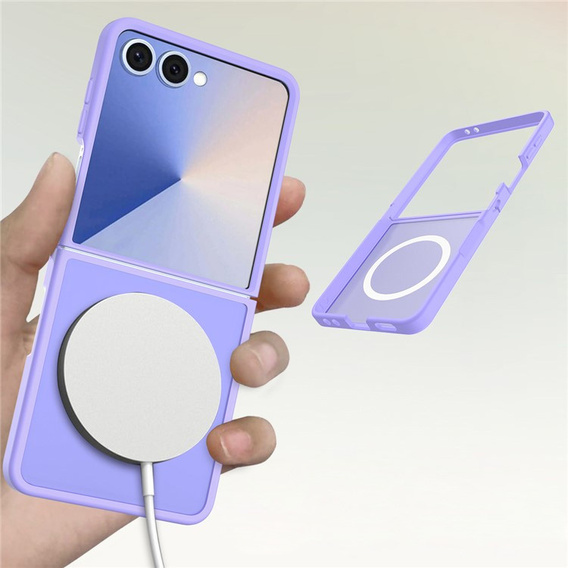 Etui do Samsung Galaxy Z Flip7 z ergonomicznymi osłonami przycisków i wycięciami, fioletowe