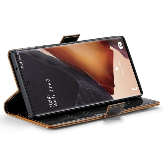 Etui z klapką CASEME do Samsung Galaxy Note 20 Ultra, Waxy Textured, kawowe