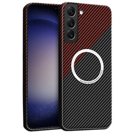 Etui do Samsung Galaxy S23, Magsafe Slim Carbon, czarne / czerwone