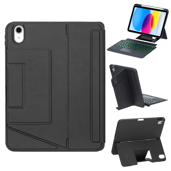 Etui z klawiaturą Bluetooth i touchpadem do iPad 11" 2025 A16 (11 gen.) / iPad 10.9" 2022 (10 gen.) – czarne