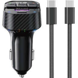 Transmiter FM BCC17 Bluetooth MP3 + Ładowarka Samochodowa 30W + kabel USB-C - USB-C, czarna