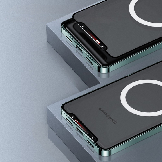 Etui z ochroną aparatu do Samsung Galaxy S24+ Plus, CamShield MagSafe, przezroczyste / zielone