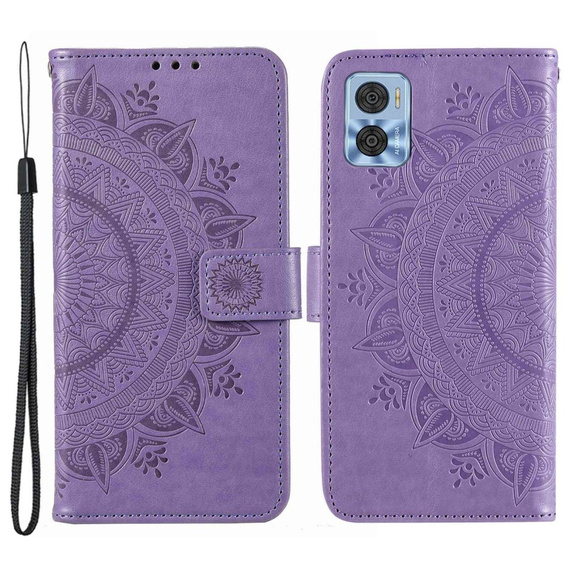 Etui z klapką do Motorola Moto E22 / E22i, Mandala, fioletowe