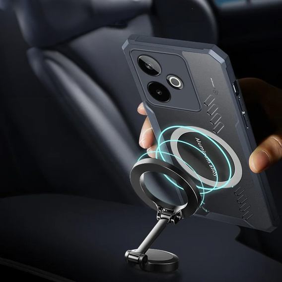 Etui do Realme GT 7 / 7T, z blaszką magnetyczne, przezroczyste / czarne
