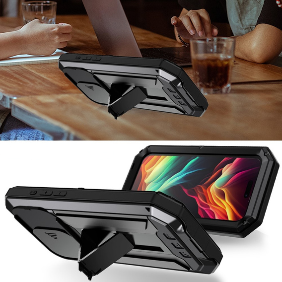 Etui do iPhone 15 Pro, R-JUST CamShield Slide, pancerne, czarne