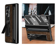 Etui skórzane do Samsung Galaxy Z Fold7 5G, z podstawką, szkłem i rysikiem, brązowe