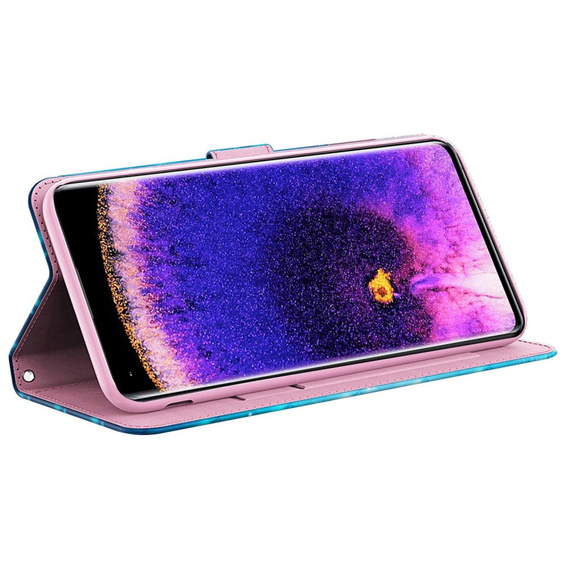 Etui z klapką do Oppo A17, Wallet Light Spots Decor Butterfly, niebieskie