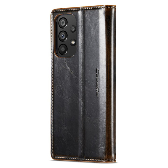 Etui z klapką CASEME do Samsung Galaxy A53 5G, Waxy Textured, czarne / brązowe