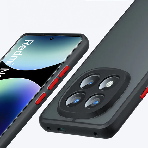 Etui silikonowe do Xiaomi Redmi Note 14 Pro 5G / Xiaomi Poco X7 5G, z ochroną aparatu, matowe czarne