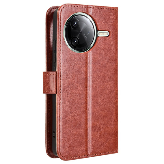 Etui z klapką do Xiaomi Poco F7 Ultra, Crazy Horse Wallet, brązowe