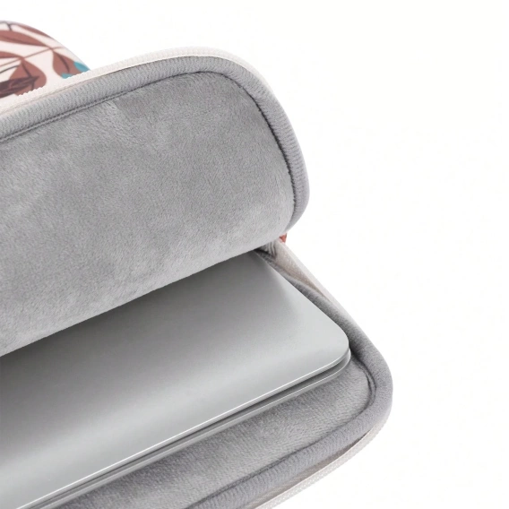 Torba na Laptopa 13" z Motywem Dużych Liści - Beżowa