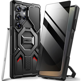 Etui do Samsung Galaxy S25 Ultra, Tongate MECH MagSafe Series, czarne  + Szkło Prywatyzujące