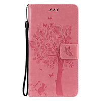 Etui Wallet do Oppo Reno5 5G, Tree and Cat, Pink