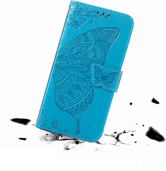 Etui z klapką do Oppo Reno 13F / Oppo Reno 13FS, Butterfly, niebieskie