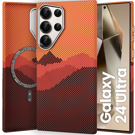Etui do Samsung Galaxy S24 Ultra, Carbon Fiber MagSafe, pomarańczowe