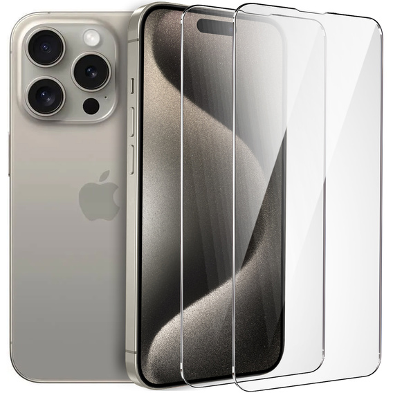 2x Szkło Hartowane do iPhone 15 Pro Max, ERBORD 9H Hard Glass, szybka