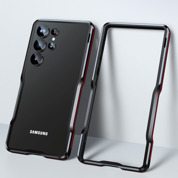 Etui LUPHIE do Samsung Galaxy S25 Ultra, Armor Bumper, czarne / czerwone