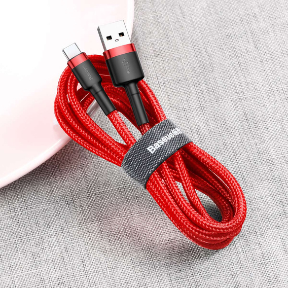 Baseus kabel Cafule 0,5 m USB-A do USB-C 3 A - czerwono‑czarny