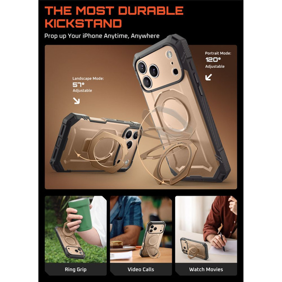 Etui Supcase do iPhone 17 Pro Max, Unicorn Beetle Grip Pro Mag, Desert Gold