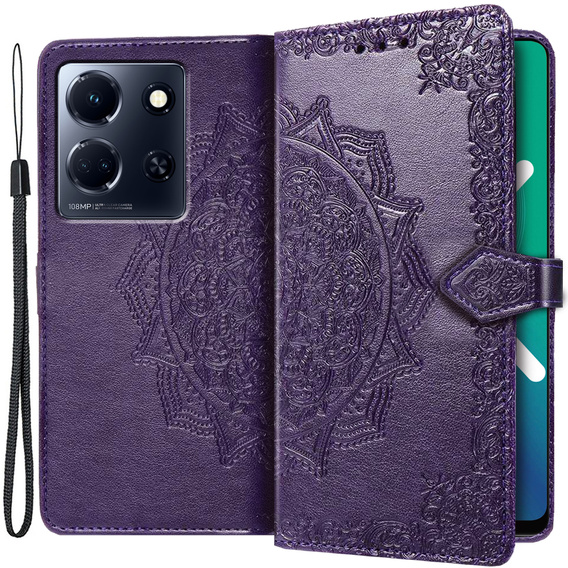 Etui z klapką do Infinix Note 30 5G, Mandala, fioletowe