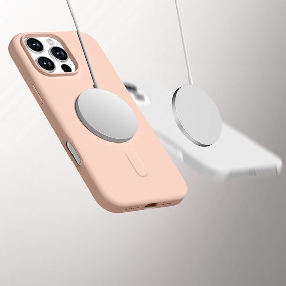 Etui do MagSafe ERBORD Silicone Mag Cover do iPhone 16 Pro Max, różowe + Szkło Hartowane 9H