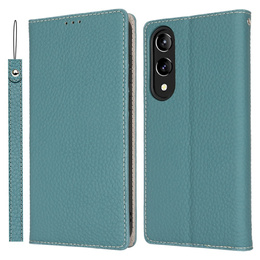 Etui z klapką do Samsung Galaxy S25 Edge, Litchi Skin Grain, niebieskie