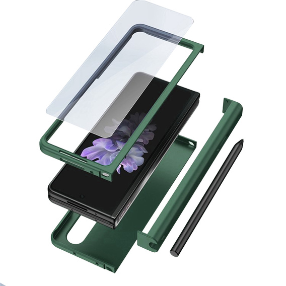 Etui ze szkłem do Samsung Galaxy Z Fold 4 5G, Rubberized Case, Green