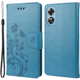 Etui z klapką do Oppo A17, Butterfly, niebieskie