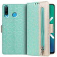 Etui z klapką do Huawei P30 Lite, Wallet Pocket Zipper Lace, zielone