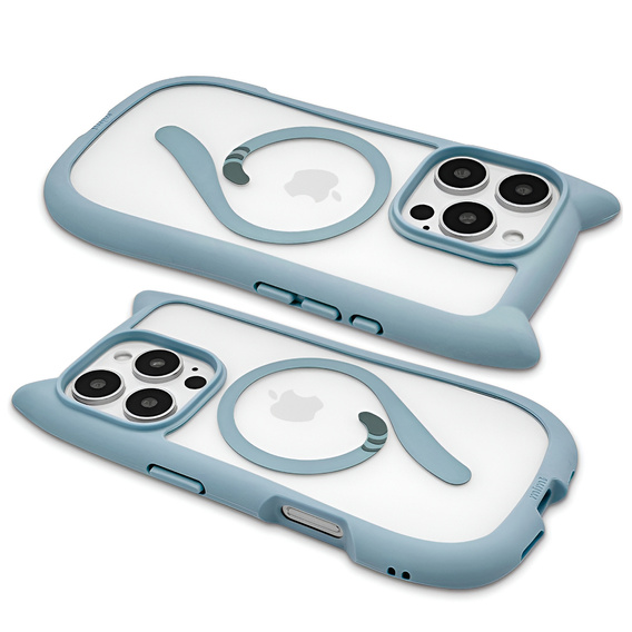 Etui do iPhone 16 Pro, do MagSafe, Cute Cat, niebieskie + Szkło na ekran
