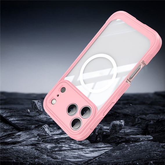 Etui do iPhone 17 Pro Max, Shockproof, ze szkłem, do MagSafe, różowe