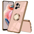 Zestaw Etui do Xiaomi Redmi Note 12 4G, Electro Ring, Różowe rose gold + Szkło 9H