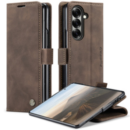 Etui CASEME do Samsung Galaxy Z Fold7 5G, Leather Wallet Case, ciemnobrązowe