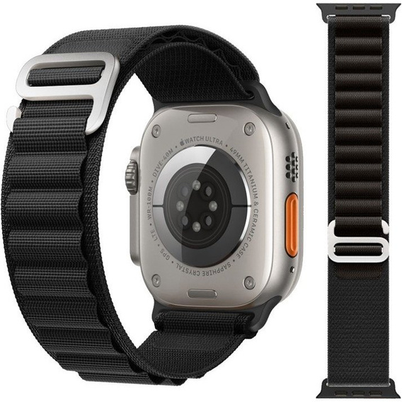 Pasek Nylonowy do Apple Watch 1/2/3/4/5/6/7/8/9/10/SE 38/40/41/42mm, Czarny