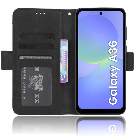 Etui z klapką do Samsung Galaxy A36 5G, Card Slot, czarne