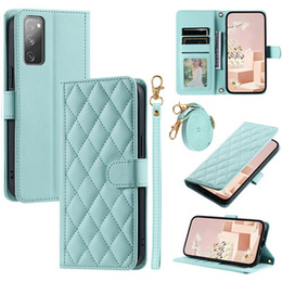 Etui z klapką do Samsung Galaxy S20 FE, Rhombus Crossbody Leather, zielone