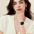 Pasek Silikonowy do Apple Watch 1/2/3/4/5/6/7/8/9/10/11/SE 38/40/41/42mm, Floral, Beżowy / Czarny
