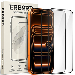 2x Szkło Hartowane do iPhone 17 Pro Max, ERBORD 3D pełne, szybka na cały ekran