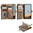 Etui CASEME do Samsung Galaxy A56 5G, Leather Wallet Cash and Card Slots, z paskiem, brązowe