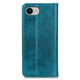 Etui do Iphone 16E, Wallet Litchi Leather, niebieskie