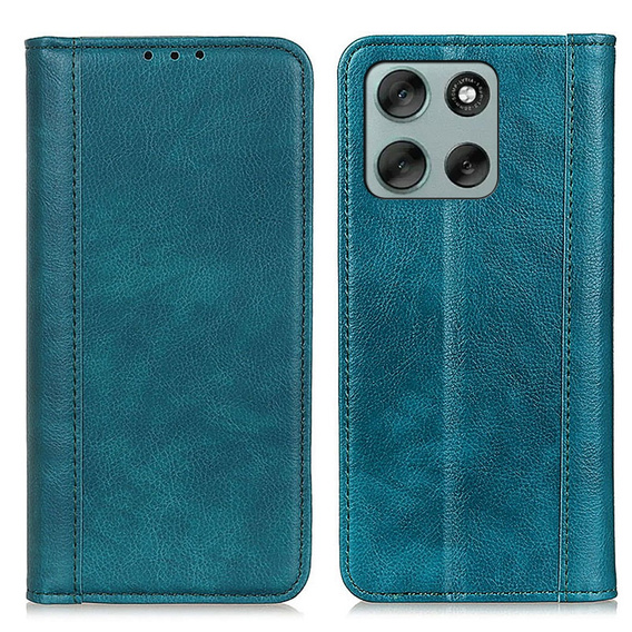 Etui z klapką do Motorola Moto G56 5G, Split Leather, zielone