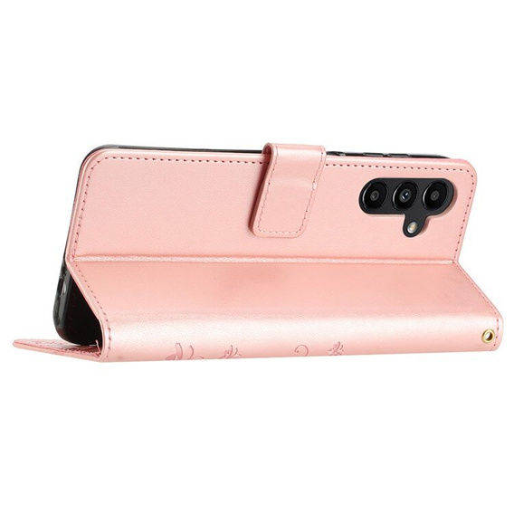 Etui z klapką do Samsung Galaxy A55 5G, Butterfly, różowe rose gold
