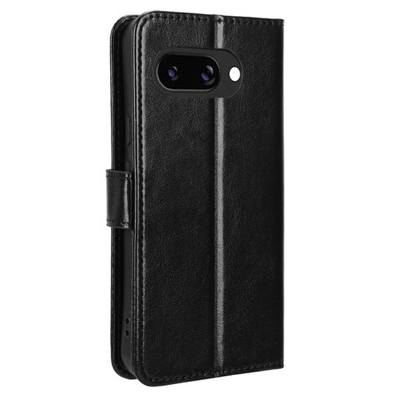 Etui z klapką do Google Pixel 9A, Crazy Horse Wallet, czarne