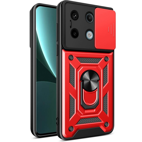 Etui pancerne do Xiaomi Redmi Note 13 Pro 5G, CamShield Slide, czerwone