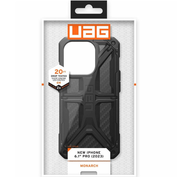 Etui Urban Armor Gear do iPhone 15 Pro, Monarch, carbon czarne