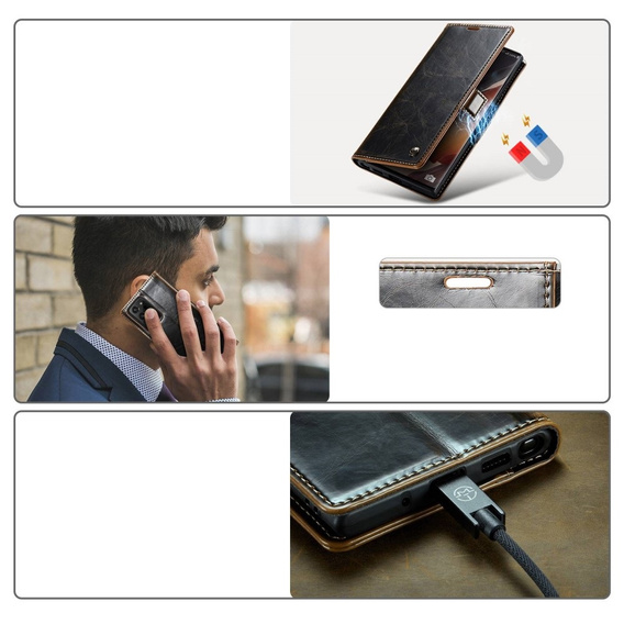 Etui z klapką CASEME do Samsung Galaxy Note 20 Ultra, Waxy Textured, kawowe