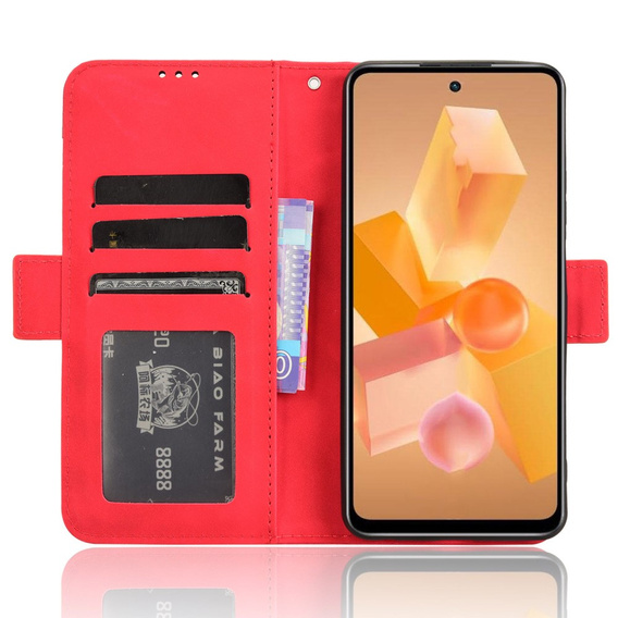 Etui z klapką do Infinix Hot 40i, Card Slot, czerwone