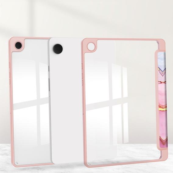Stylowe etui do Samsung Galaxy Tab A9+ – Smartcase Hybrid Marble różowe