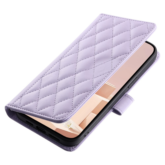 Etui z klapką do Samsung Galaxy A36 5G, Rhombus Crossbody Leather, fioletowe