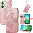 Etui z klapką do Oppo A5 Pro 5G, Butterfly, różowe rose gold